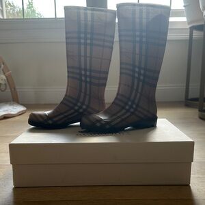 Burberry Plaid Winter Rain Boots - Brown and Black